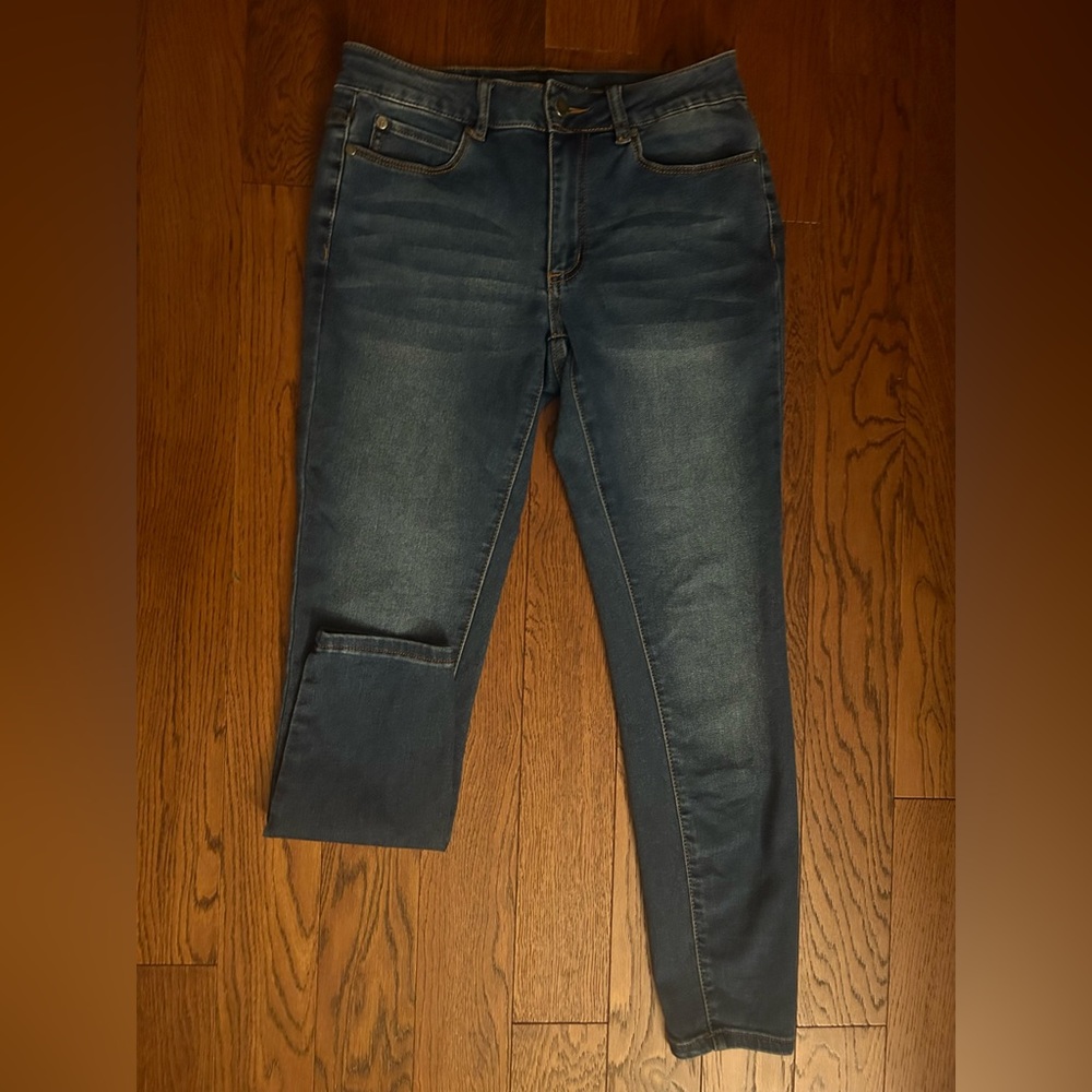 Tahari Women's Size 4/27 Blue Skinny Dark Wash Cotton Blend Stretch Denim Jeans